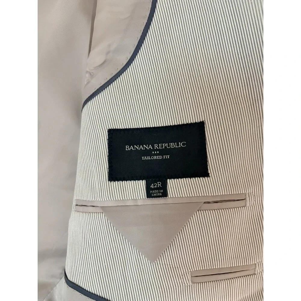 NWT Banana Republic Mens Beige Striped Cotton Blazer Tailored Fit  Size 42R